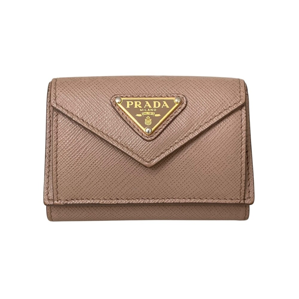 Prada SAFFIANO TRIANGOLO Wallet Beige